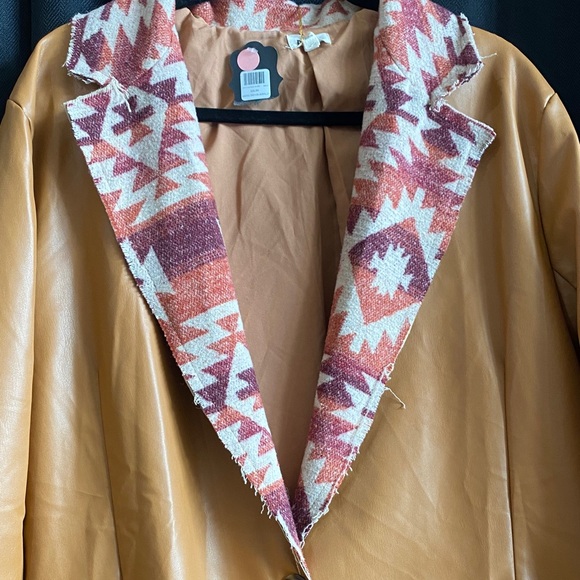 Southwestern Tan Jacket with Patterned Accents - Picture 2 of 7